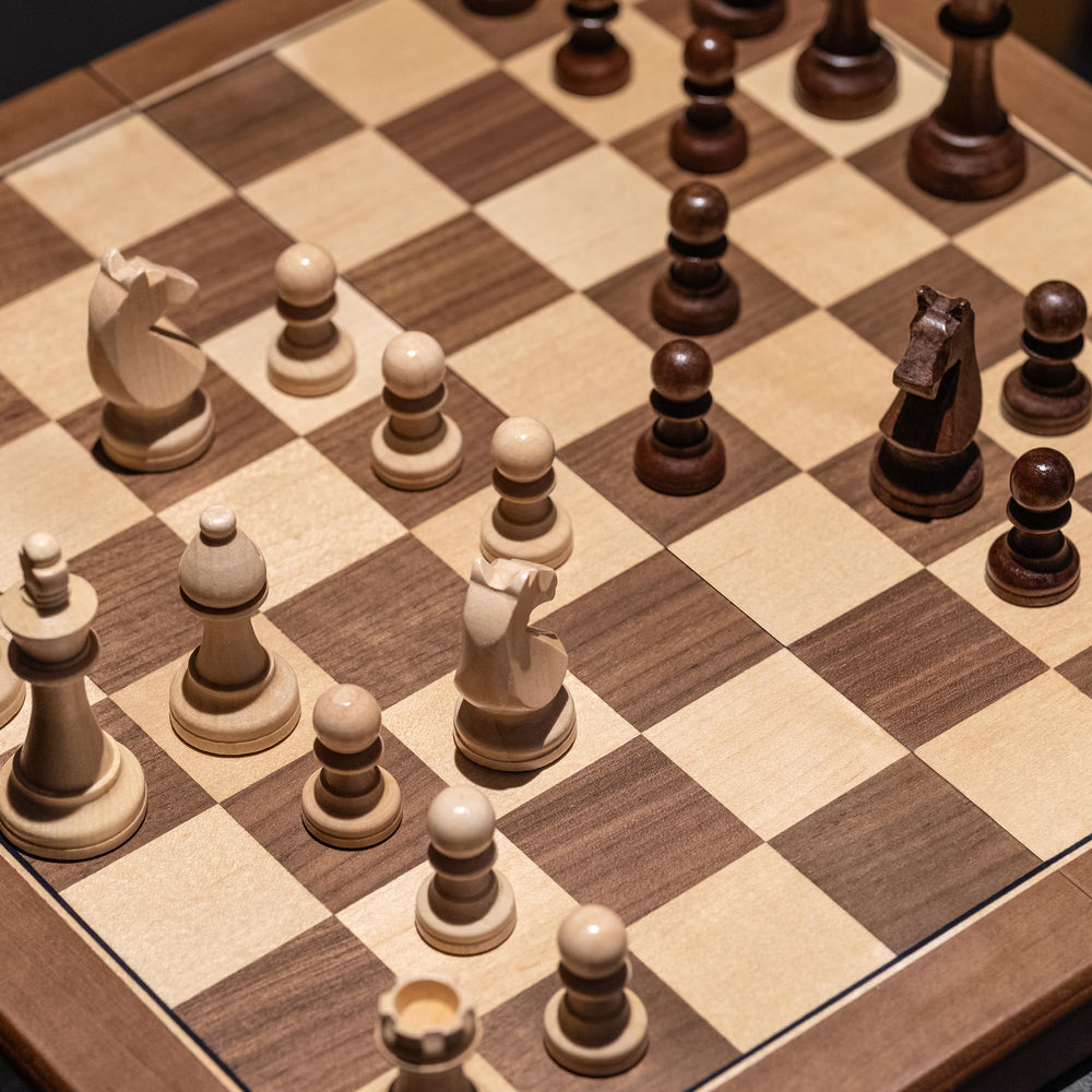 A&A compact travel chess set folds to a portable size.