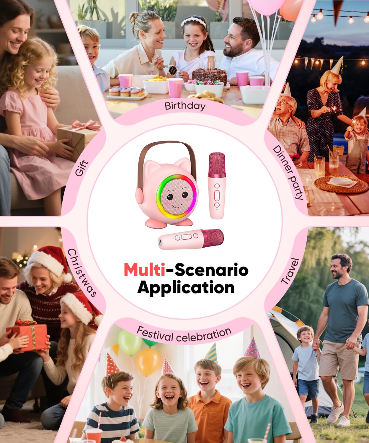 Aadmd mini karaoke suitable for ages 3 to 12 with gentle, kid-friendly design
