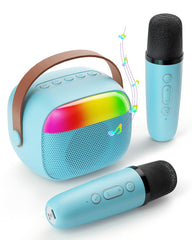Aadmd mini karaoke machine blue front view showing compact design for home fun