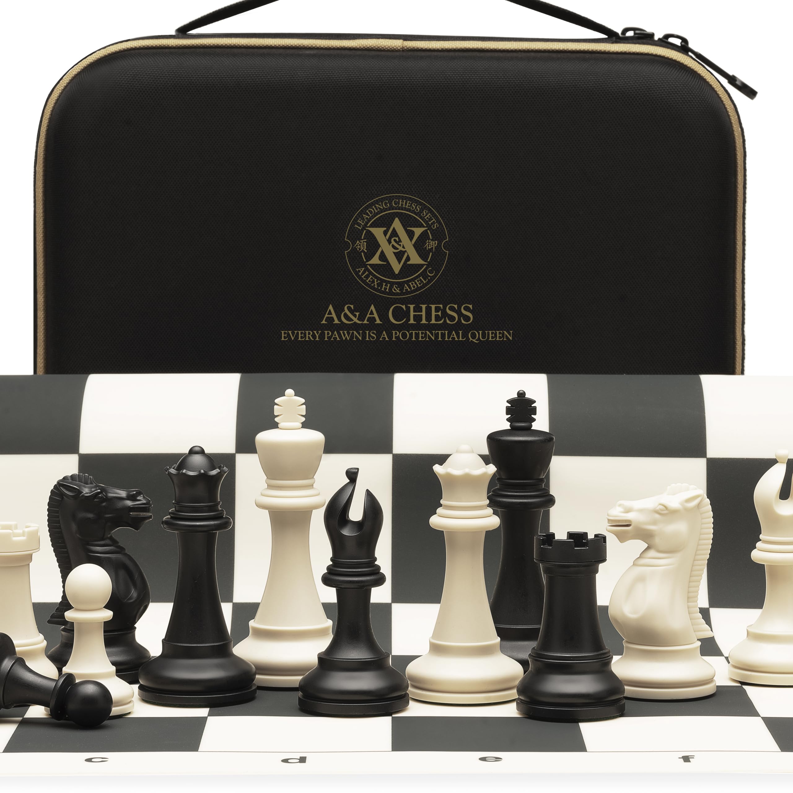 A&A tournament chess set board folded for compact travel