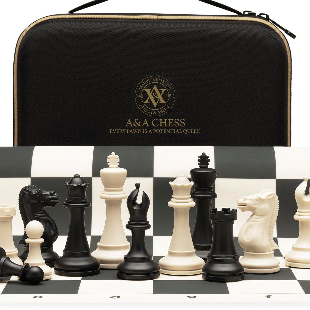 A&A tournament chess set board folded for compact travel