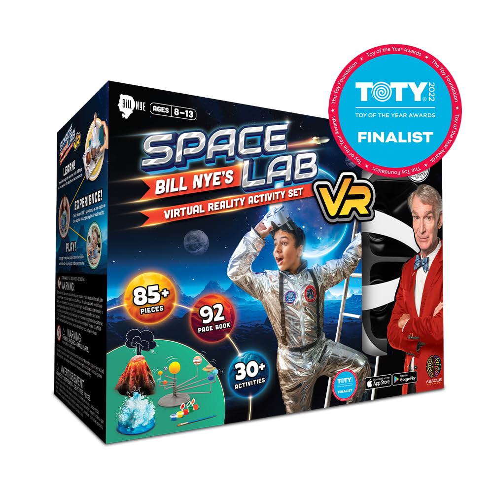 Abacus Brands Bill Nye Space bundle display emphasizing structured at-home science play