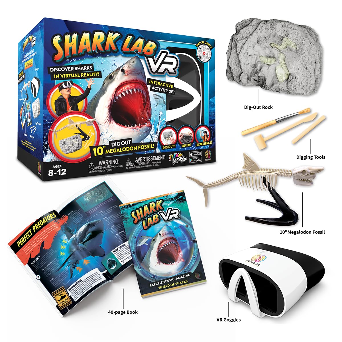 Abacus Brands STEAM Shark Lab VR book pages with species visuals for learning