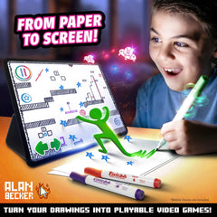 Abacus Pixicade marker-and-paper setup for first animated scenes.