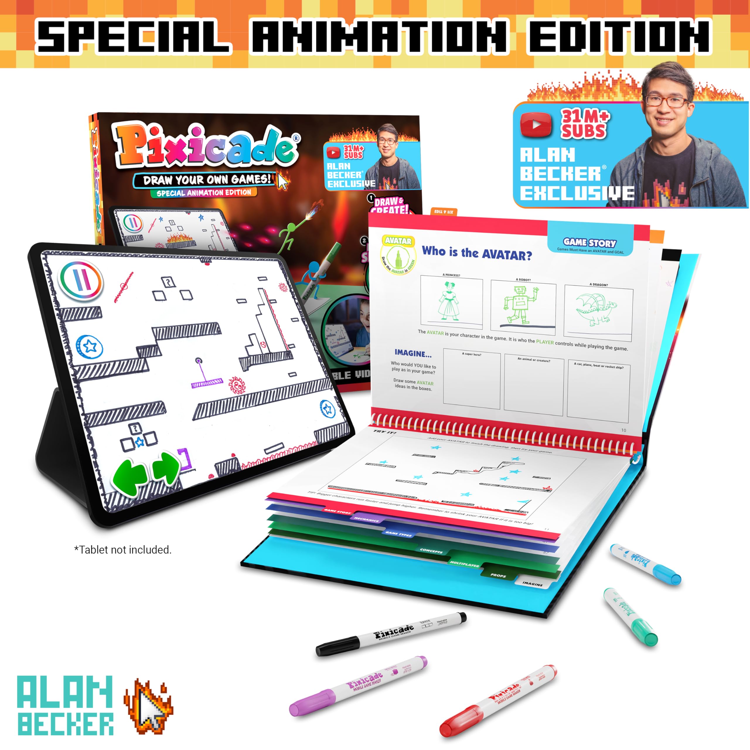 Abacus Pixicade snap-to-animate process illustrates quick game creation.