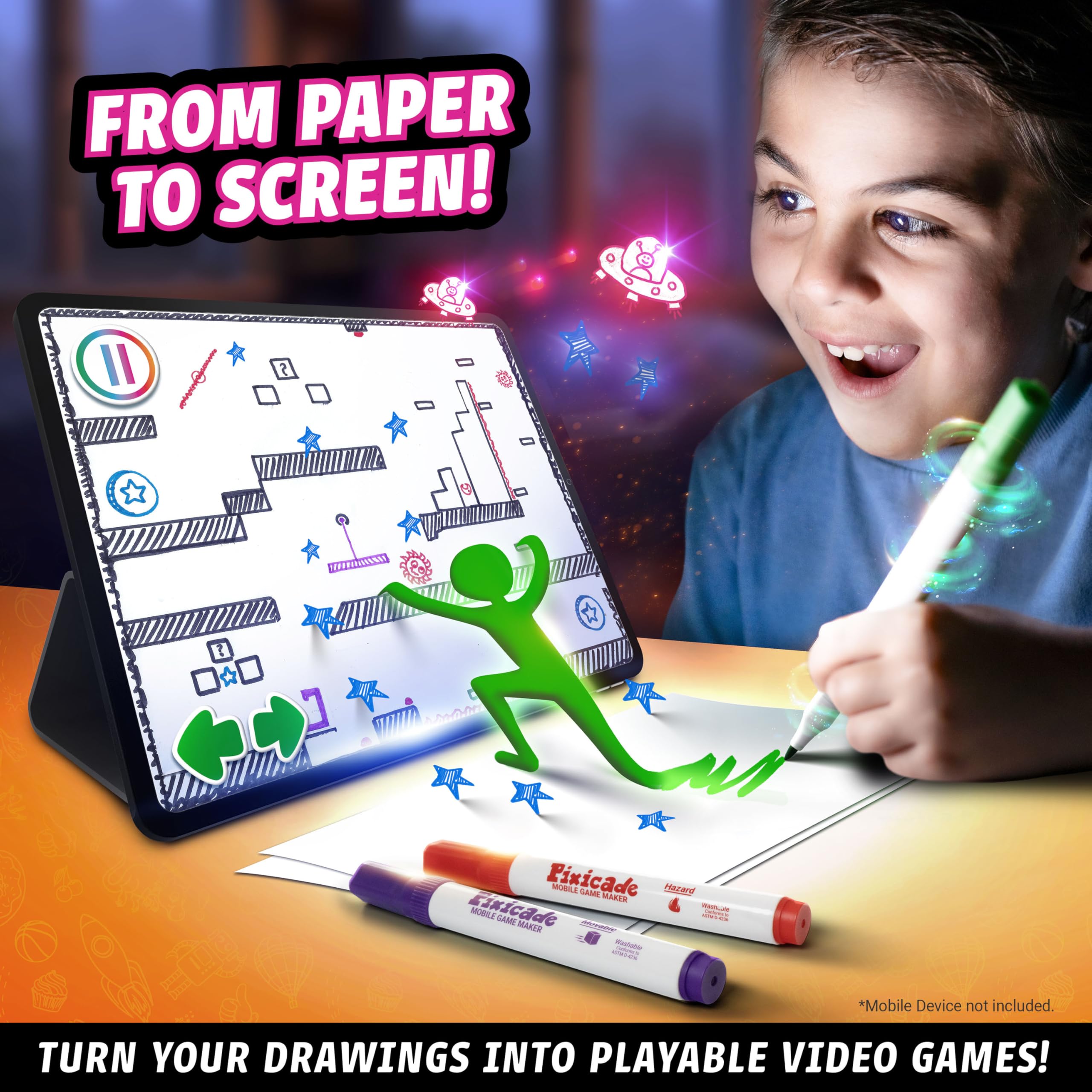Abacus Brands Pixicade snap-to-play quickly turns sketches into interactive games on mobile.