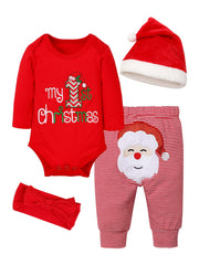 Abbence baby Christmas outfit red top embroidery, festive warmth for photos.