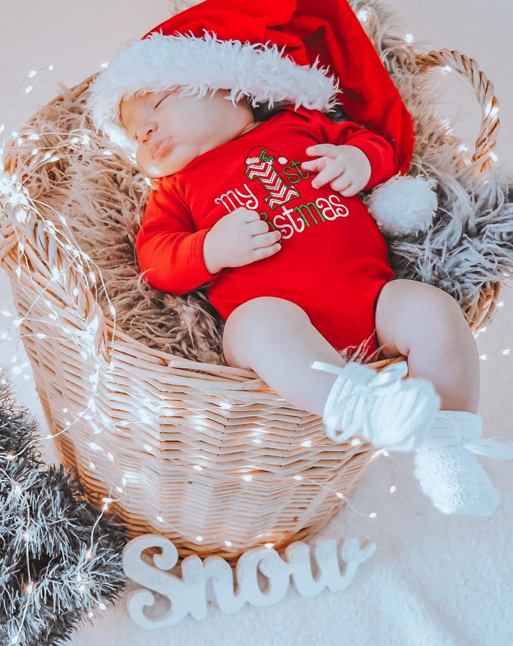 Abbence striped pants with back embroidery, cute detail for holiday pictures.