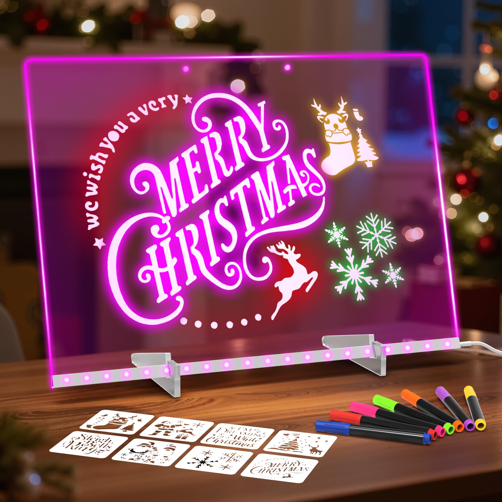ABCOOL LumiBoard LED drawing board glowing in seven colors for creative doodling