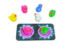 Abducktion IntergalacDuck boards and glitter ducks ready for up to six players.