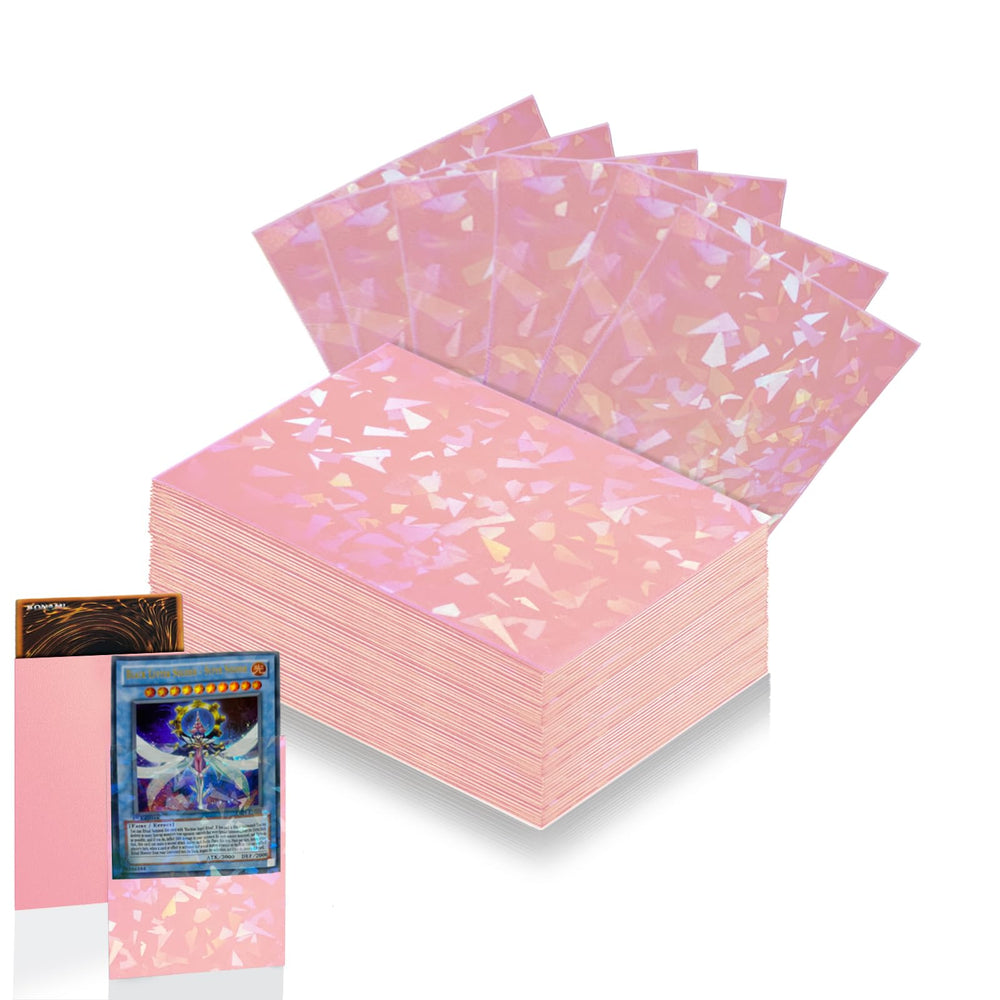 Abejita pink card sleeves with cracked ice front for vibrant card presentation.
