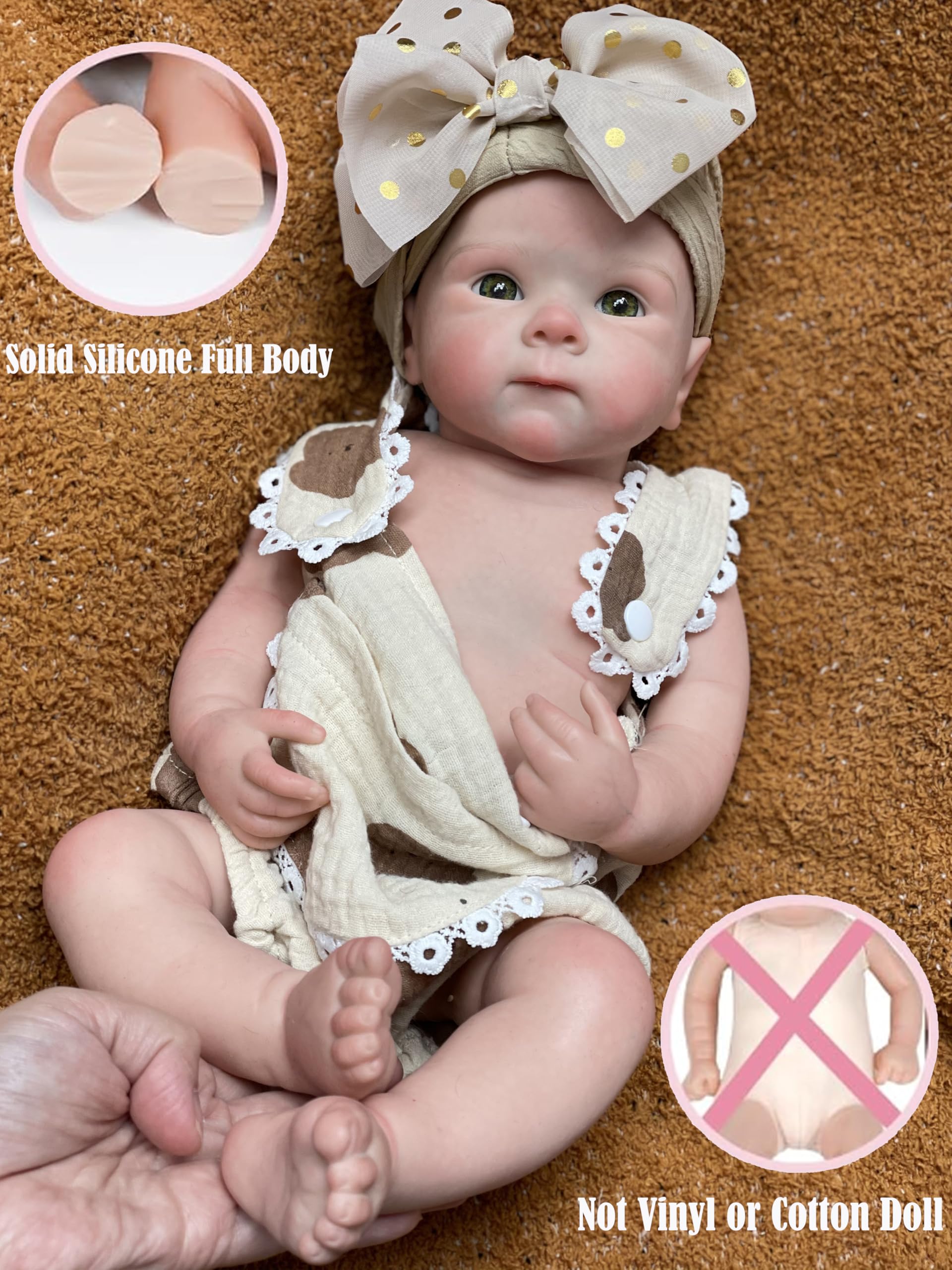Abenduot Bettie Girl Doll open mouth ready for pacifier play.