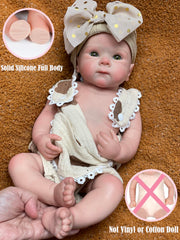 Abenduot Bettie Girl Doll open mouth ready for pacifier play.