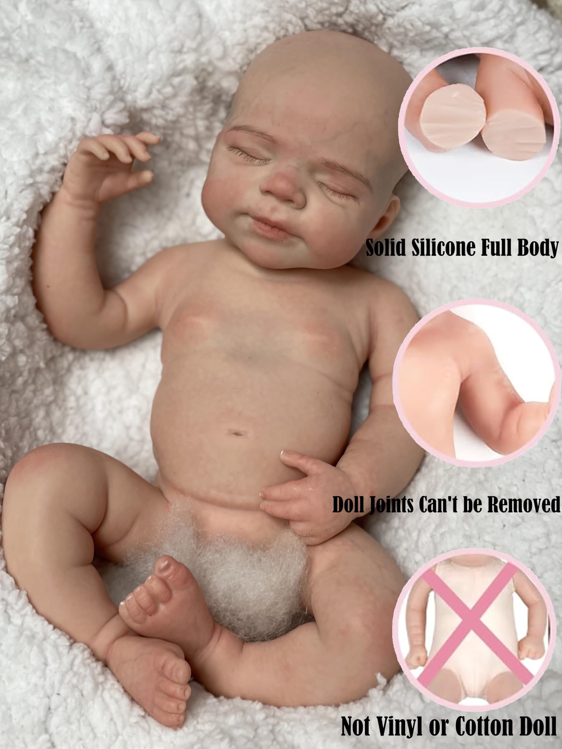 Abenduot full-body silicone baby doll with realistic weight and poseability.