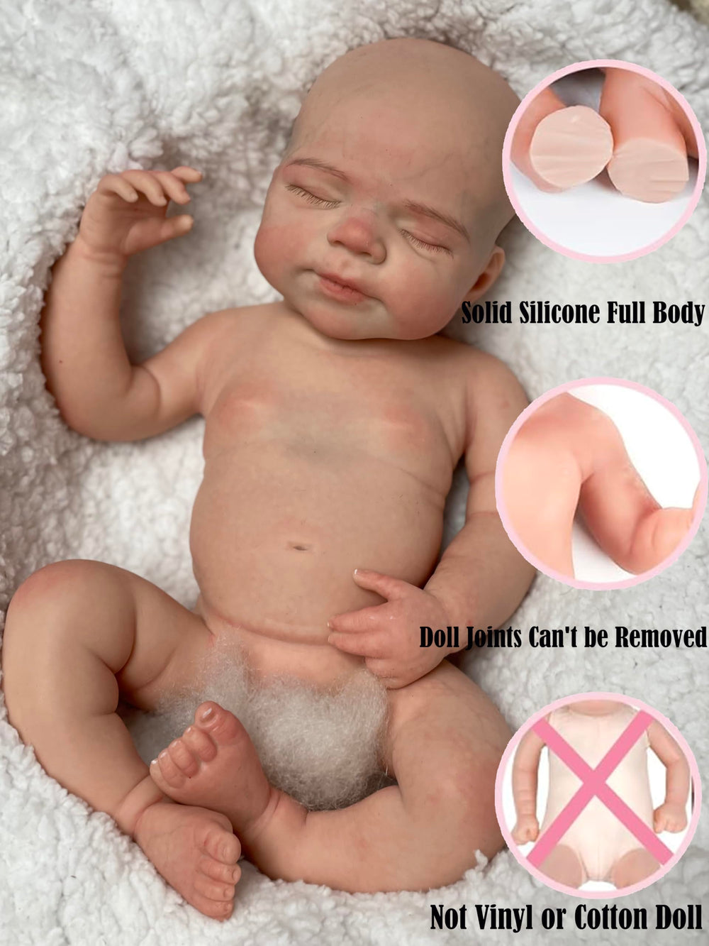 Abenduot full-body silicone baby doll with realistic weight and poseability.