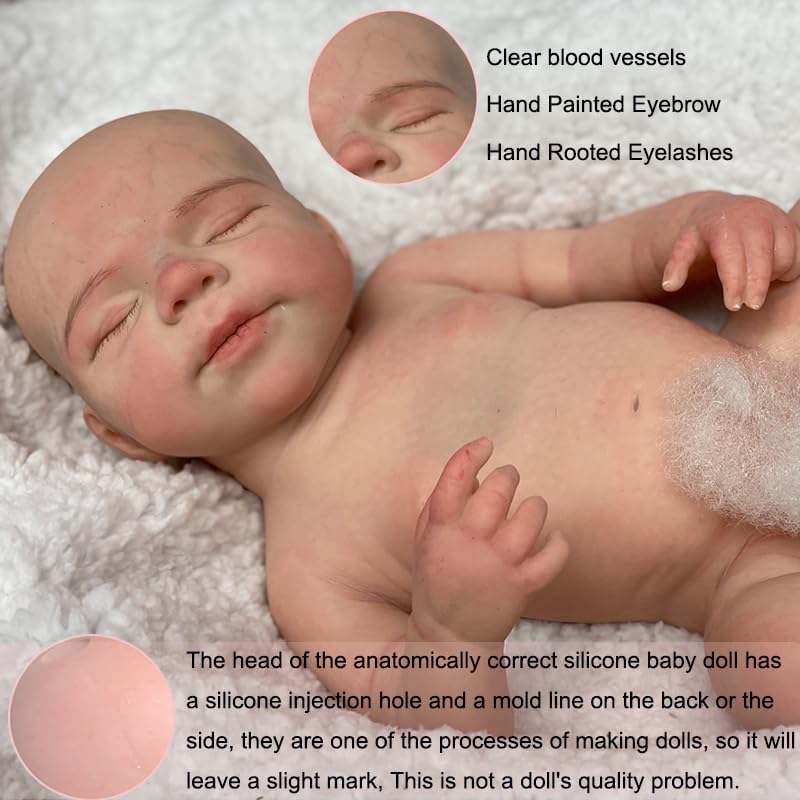 Abenduot realistic newborn doll shows soft skin texture and wrinkles.