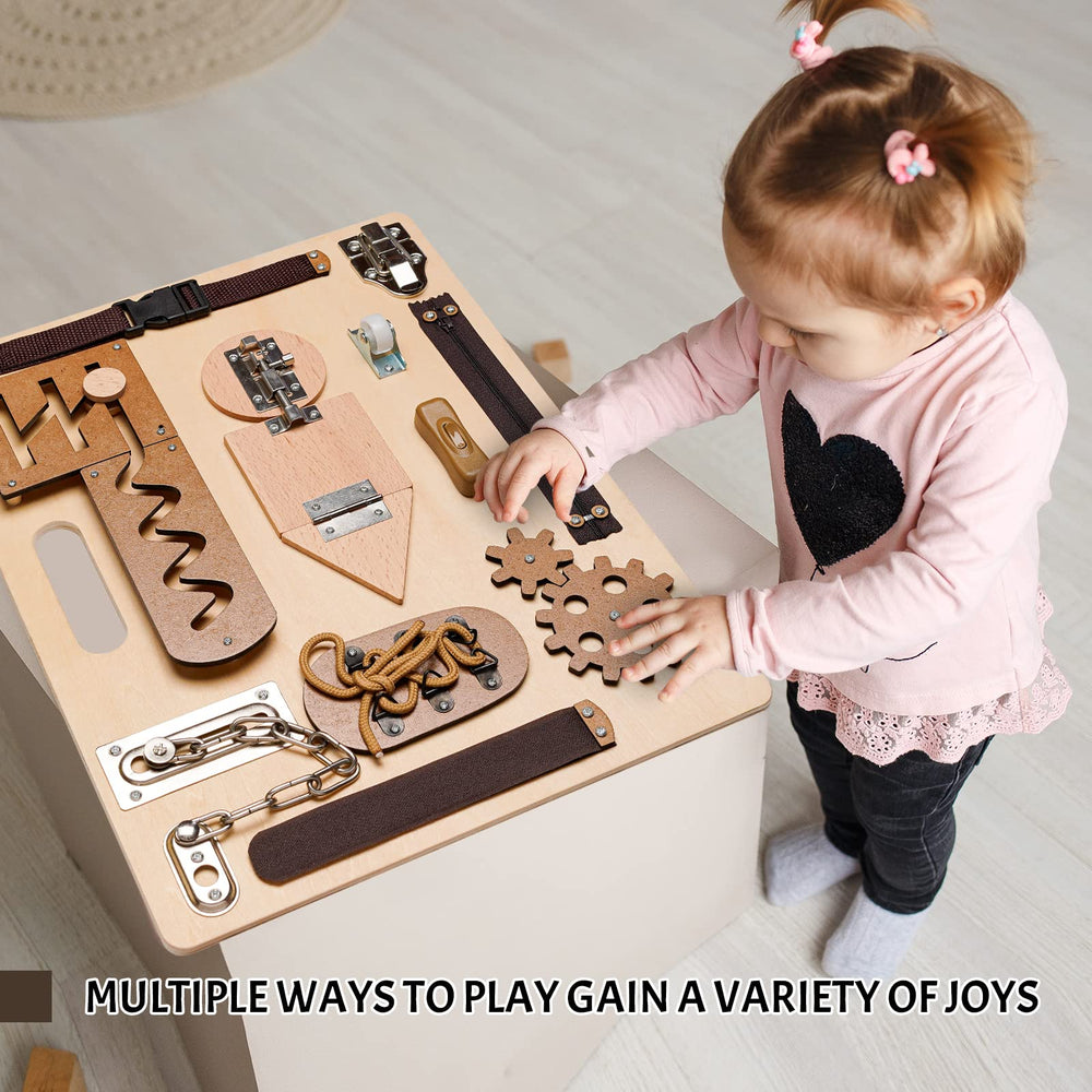 ABERLLS Montessori busy board button focus fosters finger precision and independent dressing