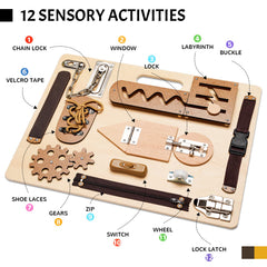 ABERLLS Montessori busy board gears detail highlights hand coordination during play