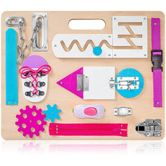 ABERLLS Montessori Busy Board with latches promotes fine motor skills through hands-on play