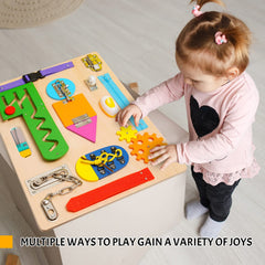 ABERLLS Montessori Busy Board travel-ready for car and plane trips