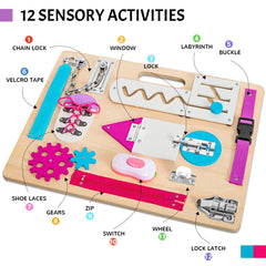 ABERLLS Busy Board Velcro aids hand-eye coordination during colorful learning activities