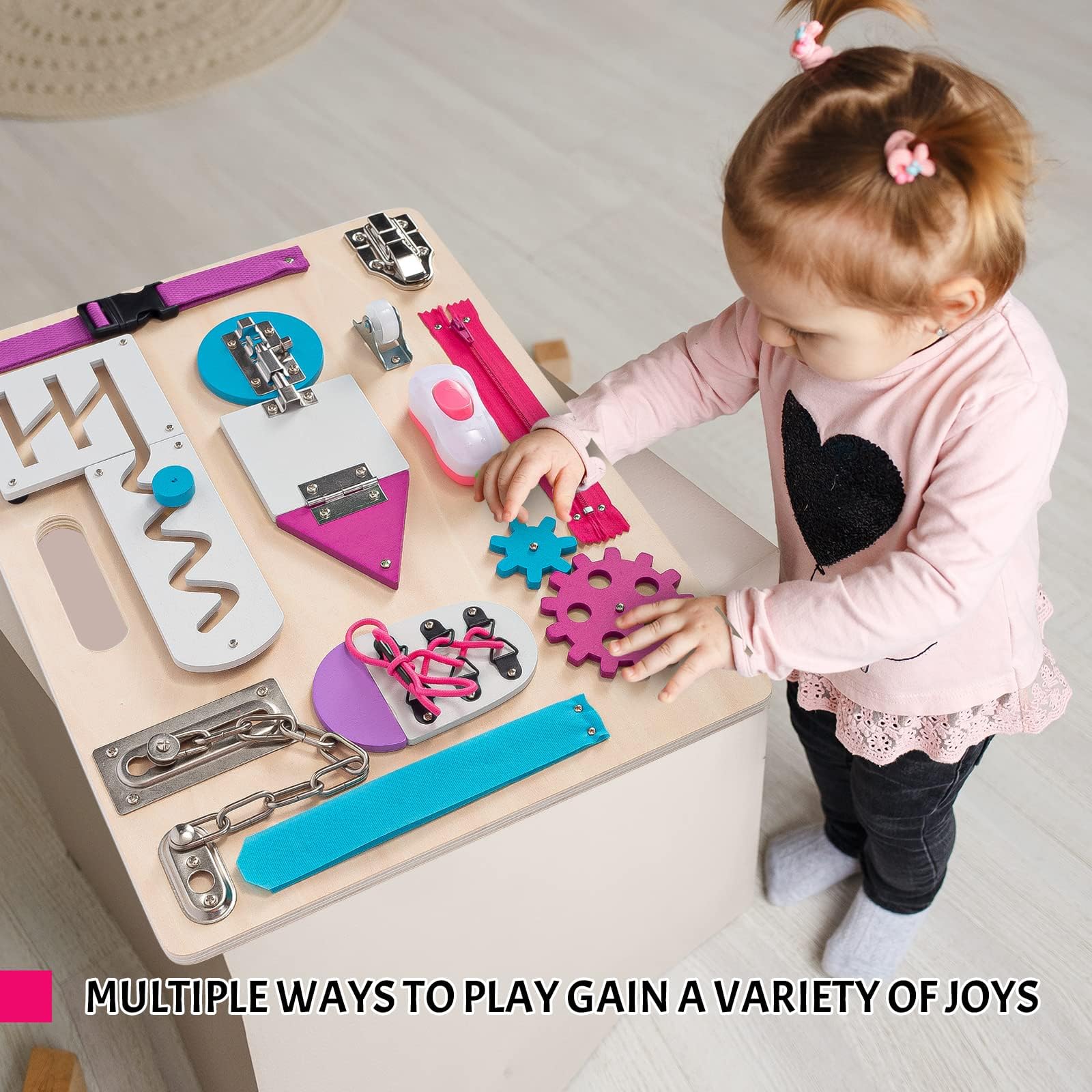 ABERLLS Busy Board Zipper supports finger strength and daily life skills
