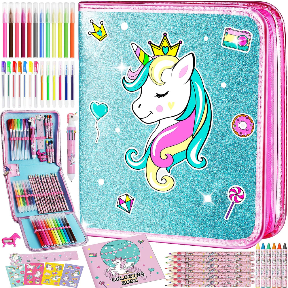 ABERLLS Unicorn Markers Case for organized on-the-go art storage.