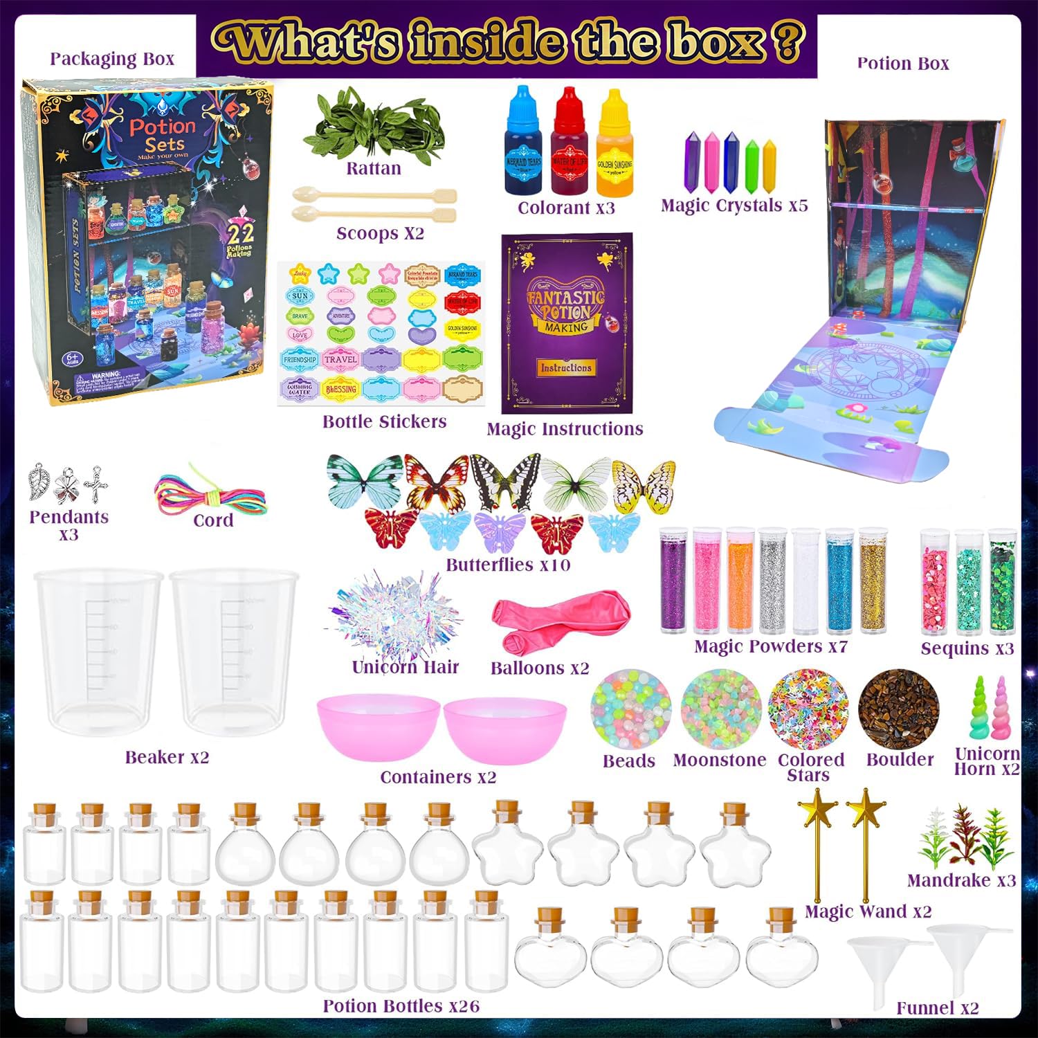 Abifny Fairy Magic Potions Kit magic stir sticks help kids mix ingredients.