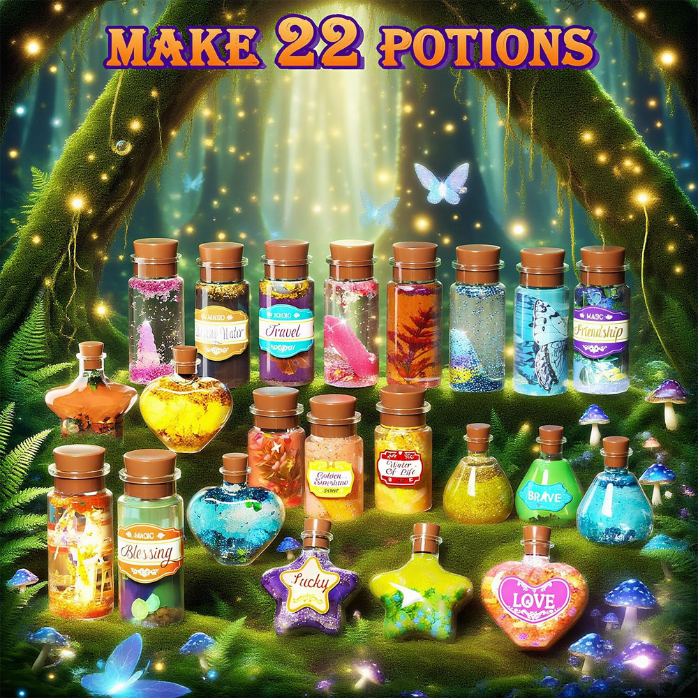 Abifny Fairy Magic Potions Kit potion bottles glow in the dark for nighttime magic.