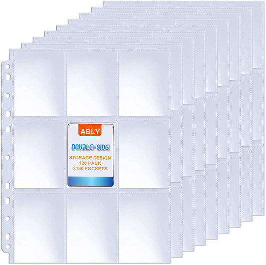 ABLY double-sided 9-pocket pages organize trading cards securely.
