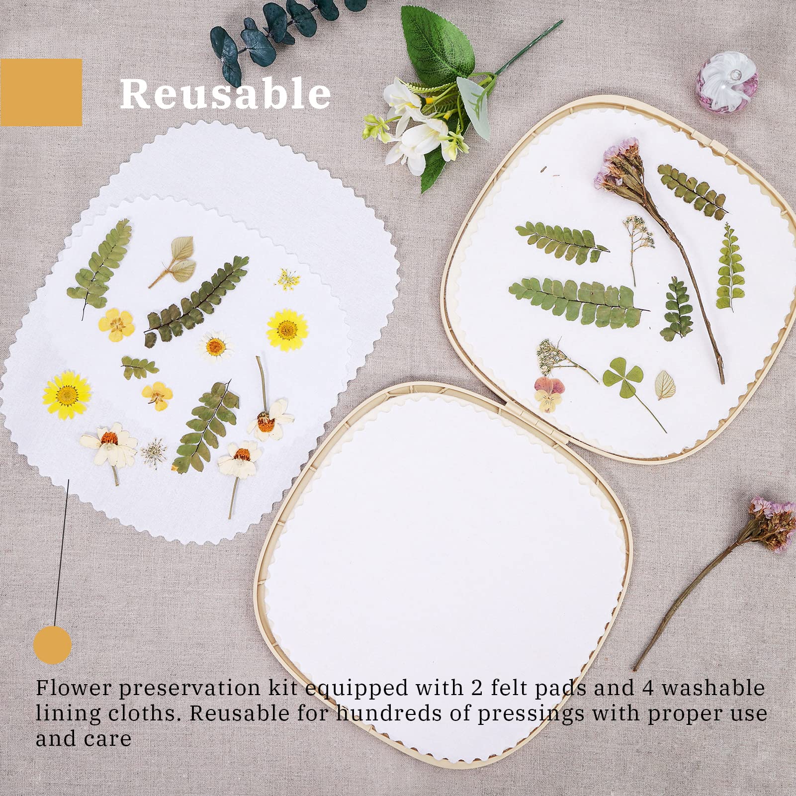 Aboofx included felt pads protect delicate petals during pressing.