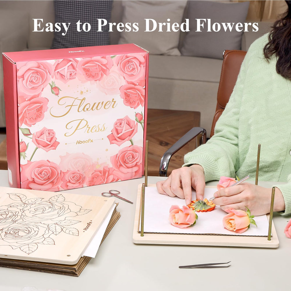 Aboofx wooden flower press 11.2 by 11.2 inches enables efficient batch pressing.