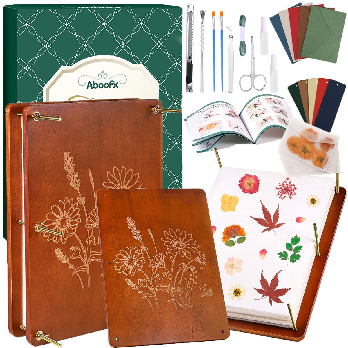 Aboofx Flower Press Kit with 6-layer layout for large blooms and art projects
