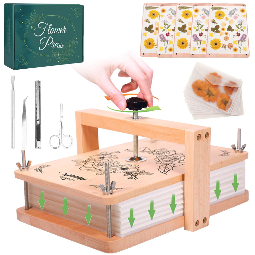 Aboofx large flower press kit assembled showing even pressing for blooms
