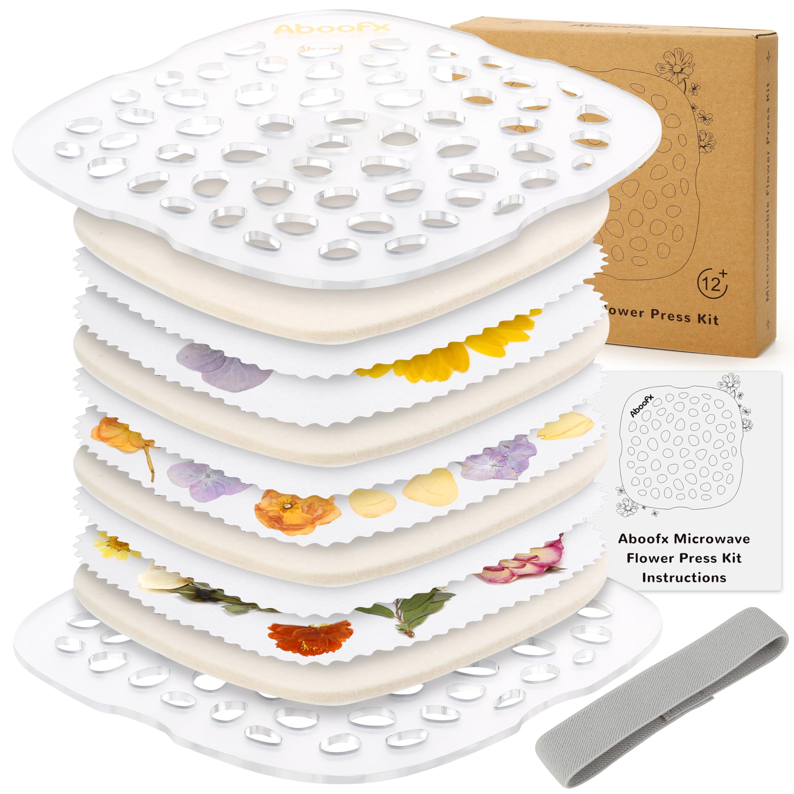 Aboofx microwave flower press kit front view, compact for easy storage and quick projects.