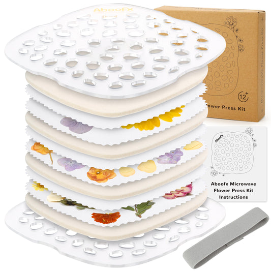Aboofx microwave flower press kit front view, compact for easy storage and quick projects.