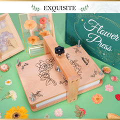 Aboofx pressing various plants and leaves with the kit