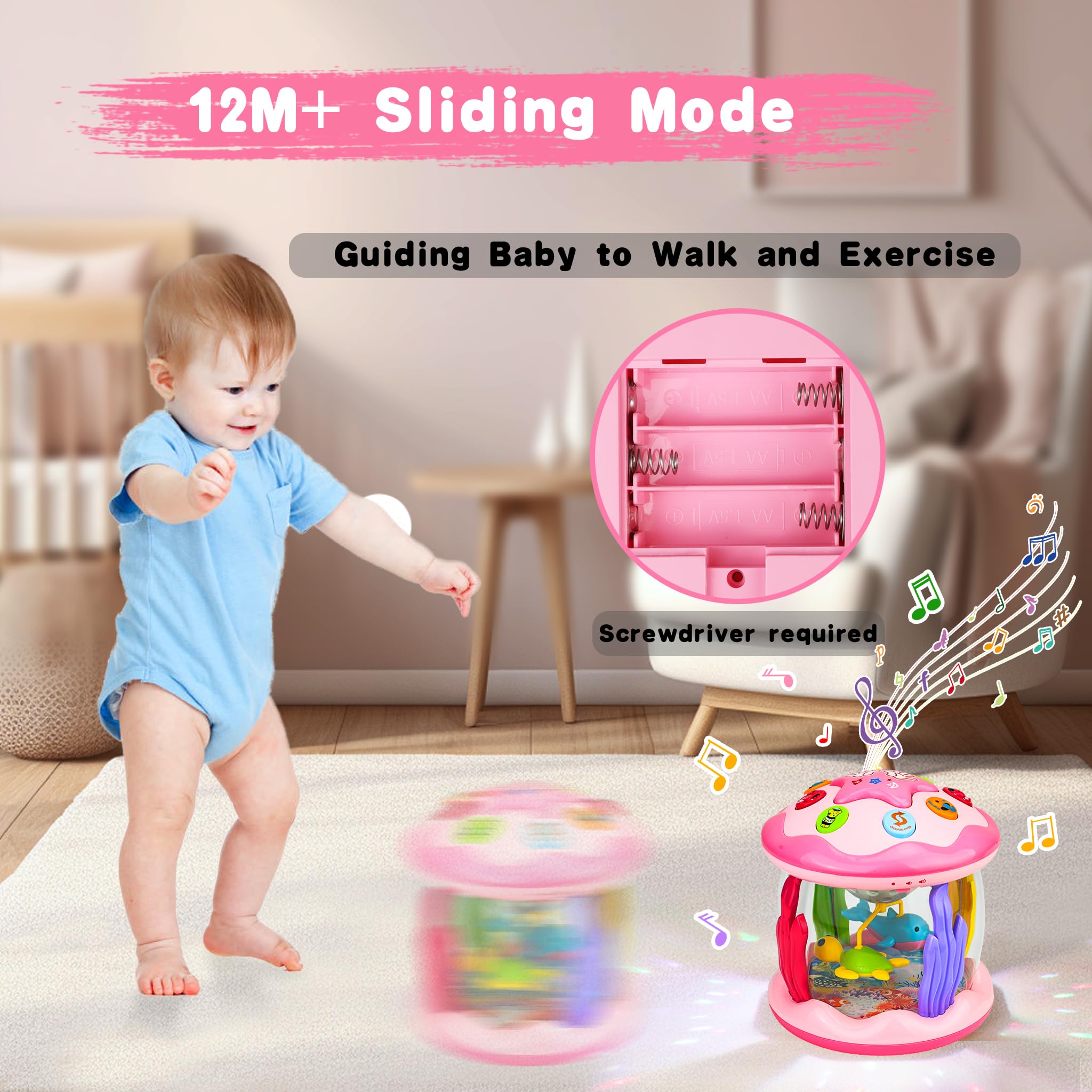 Aboosam infant toy shows seven animal sounds and six melodies for exploration.