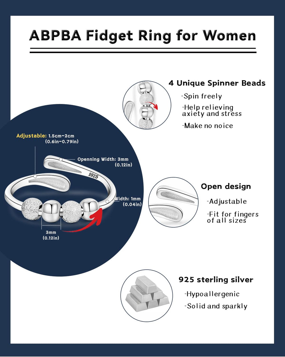 ABPBA ring showing 2 cm diameter and adjustability