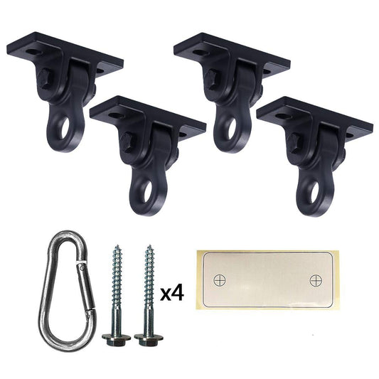 ABUSA heavy-duty black swing hangers packaging with included hardware for quick setup