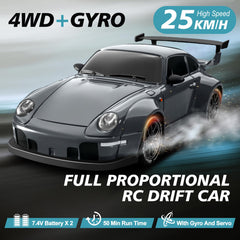 ACAMMZAR RC Drift Car Pro gyro side view shows stable 4WD grip