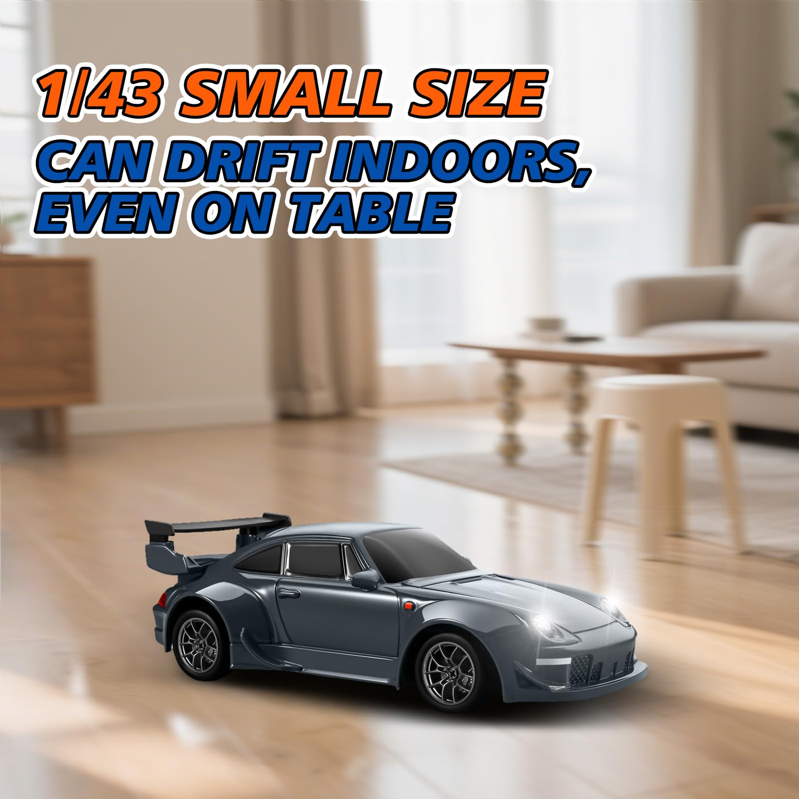 ACAMMZAR Mini RC Drift Car LED lights illuminate indoor play after dark