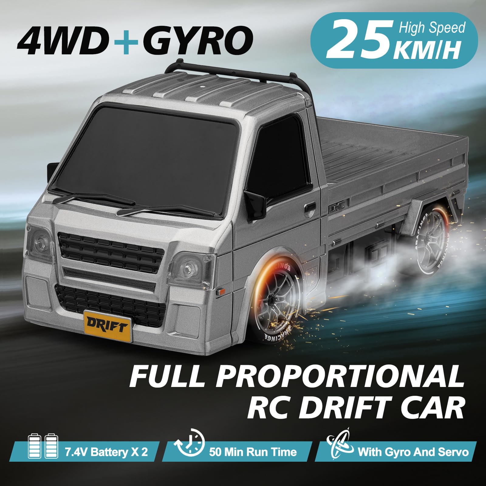 ACAMMZAR RC drift car 1:24 scale for versatile indoor and outdoor play.