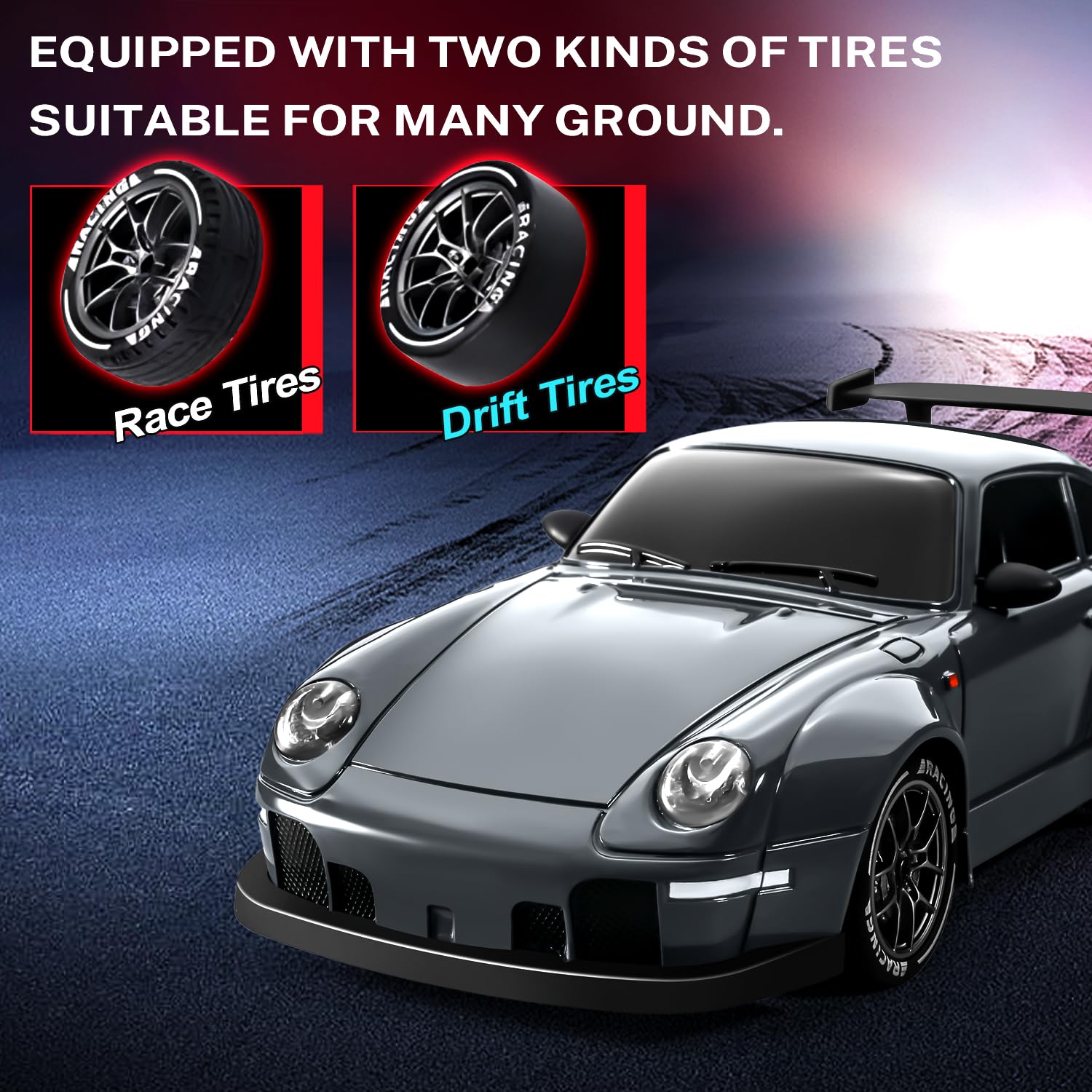 ACAMMZAR RC Drift Car remote control highlights two-speed control for beginners.