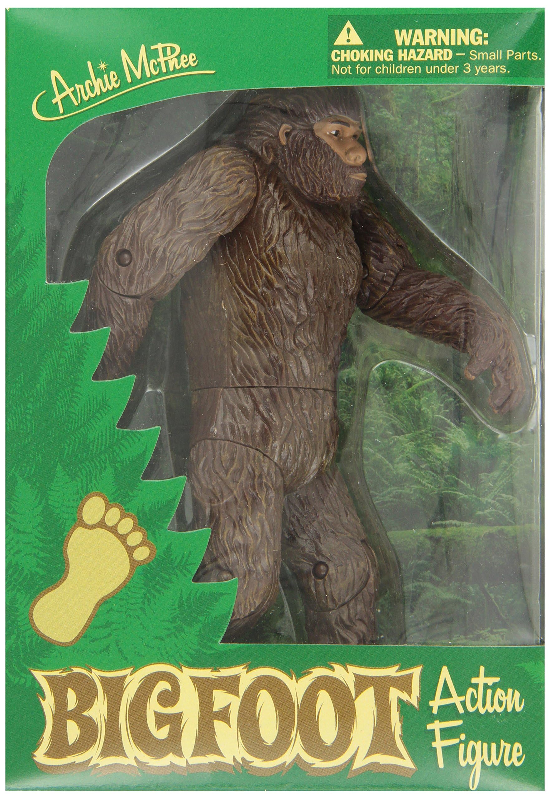 Archie Mcphee Bigfoot figure brown back view suitable for display photos.