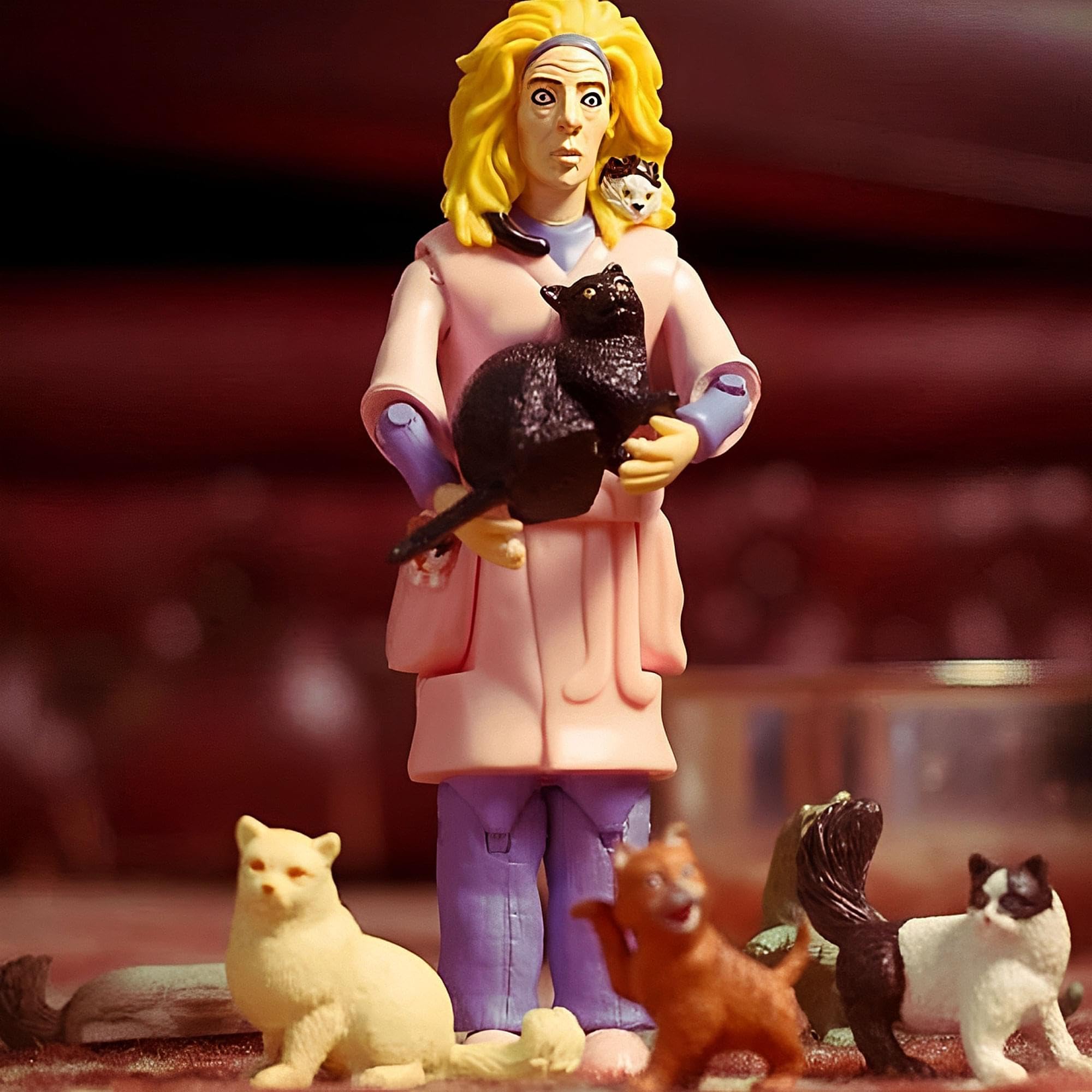 Accoutrements Crazy Cat Lady hard vinyl figure, durable for long-term display.