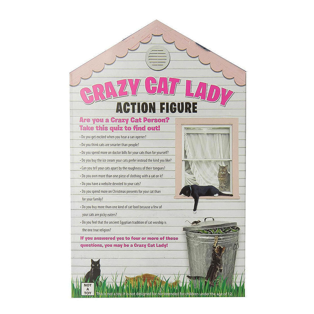 Accoutrements Crazy Cat Lady with wild-eyed look, a playful decor conversation starter.