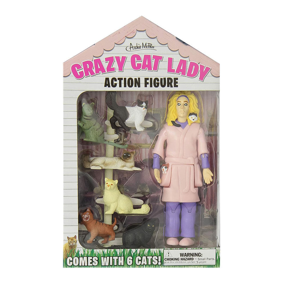 Accoutrements Crazy Cat Lady in illustrated window box packaging, ready to gift.