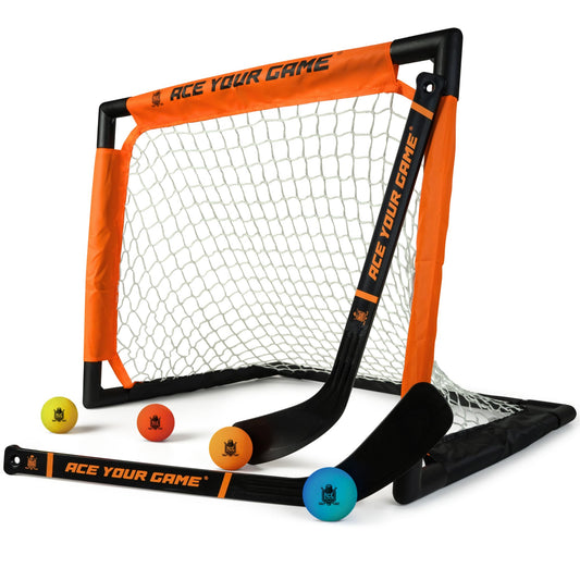 ACE HOCKEY Shinny Set goal for easy indoor play and family fun.