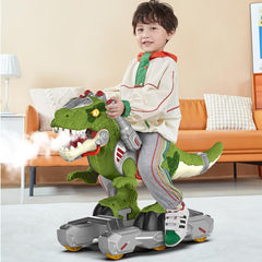 Ace Toys Land push-to-ride function demonstrated on green dinosaur toy